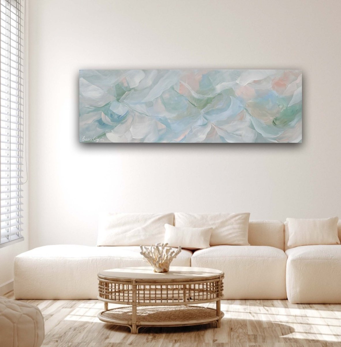 Abstract Botanical Acrylic Painting By Ivana Gigovic, 47 X 16, Hope No 2, Original Artwork