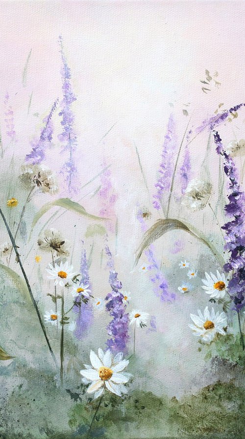 Lupines and Chamomile Drift by Katerina Koroleva