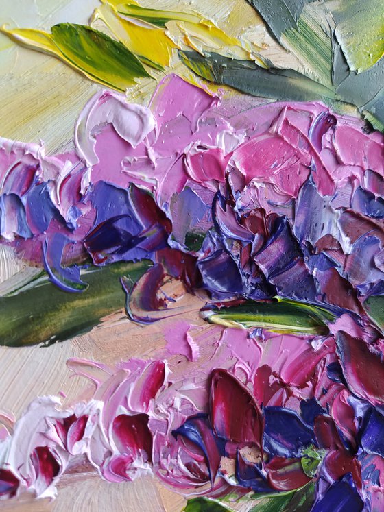 Spring sketch - oil painting, lilac, lilac bouquet, flowers, flowers oil painting, lilac flowers, gift for wedding, spring