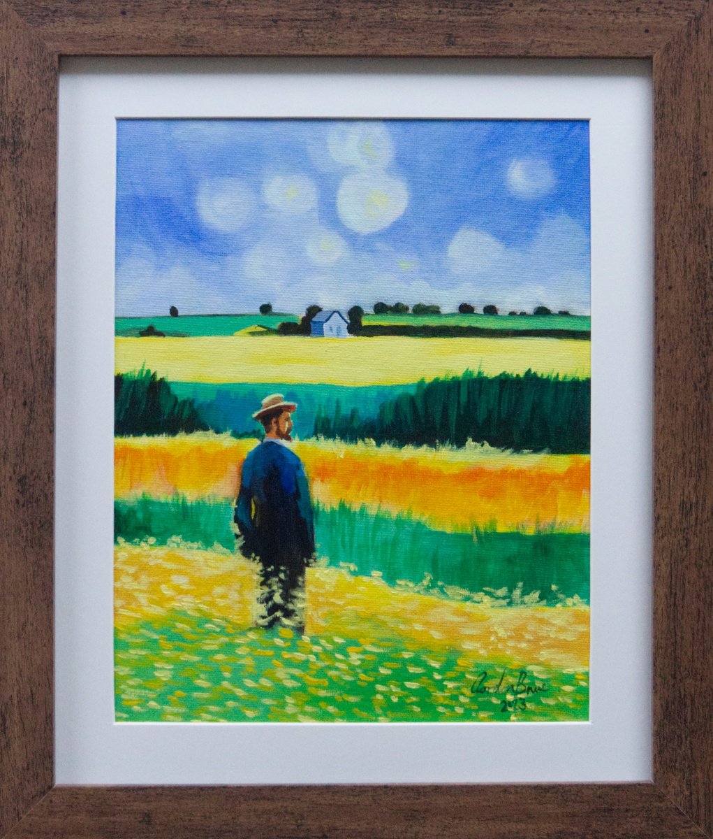 Impressionistic Landscape Oil Painting By Gordon Bruce, 11 X 13, Van Gogh In A Field, Original Artwork