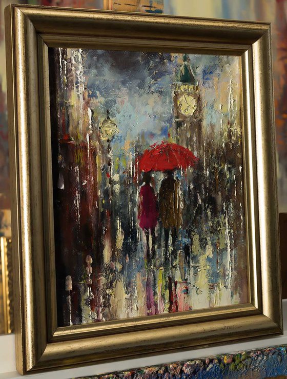 'LONDON AT NIGHT' ORIGINAL OIL PAINTING ON CANVAS READY TO HANG FRAMED FREE SHIPPING