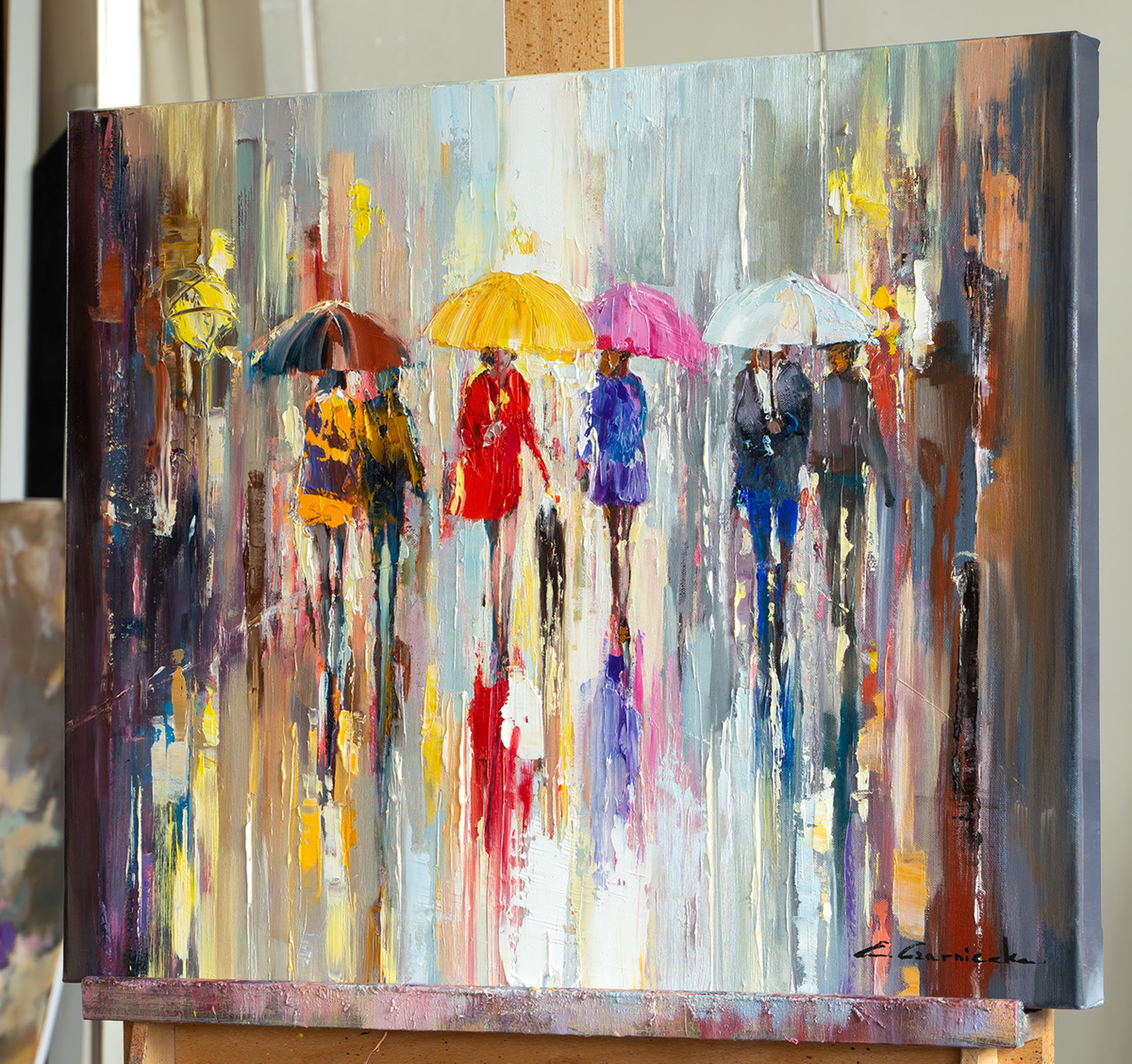 City In Rain Oil Painting By Ewa Czarniecka Artfinder