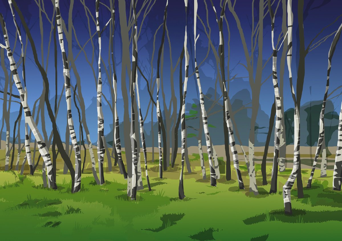 Illustrative Landscape Giclee Print By Nick Sellers, 17 X 12", Birch (A3), Original Artwork