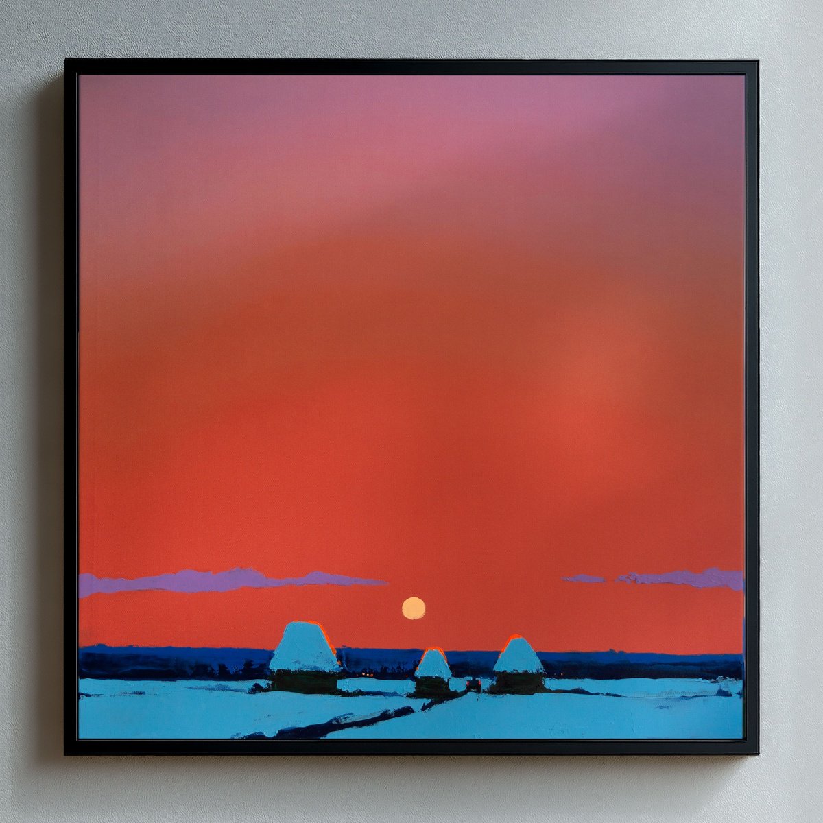 Impressionistic Landscape Acrylic Painting By Bohdan Katolyk, 28 X 28, Winter Silence, Original Artwork