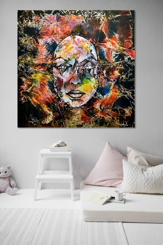 Broken Dreams - X Large Abstract Painting on Canvas Ready to Hang