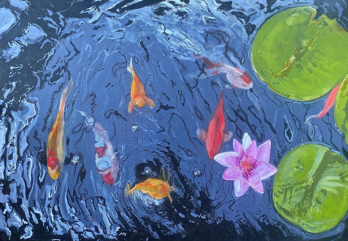 Koi Among The Lillies by Simon Jones