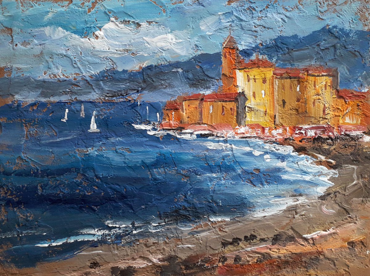 Coastal town. Texture painting by Alexander Zhilyaev