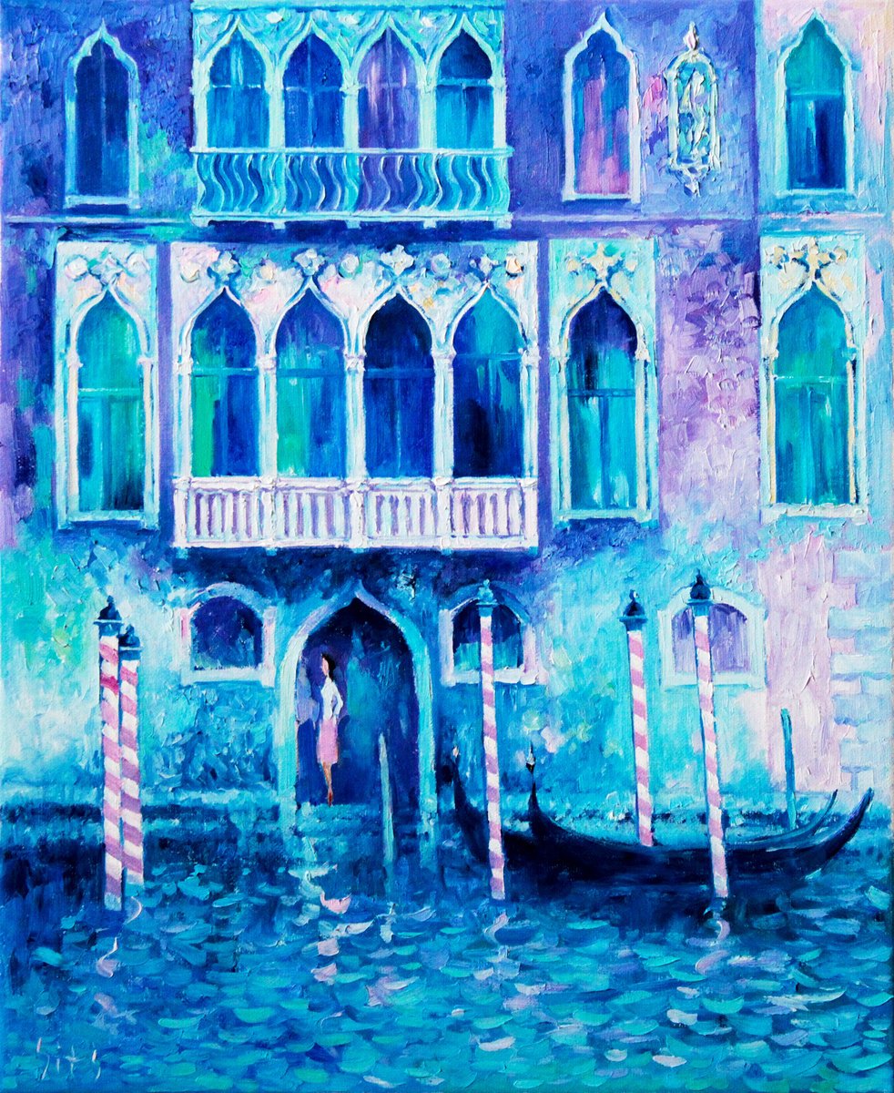 Impressionistic Cityscapes Oil Painting By Andrei Sitsko, 16 X 20, Fragments Of Venice Iii, Original Artwork