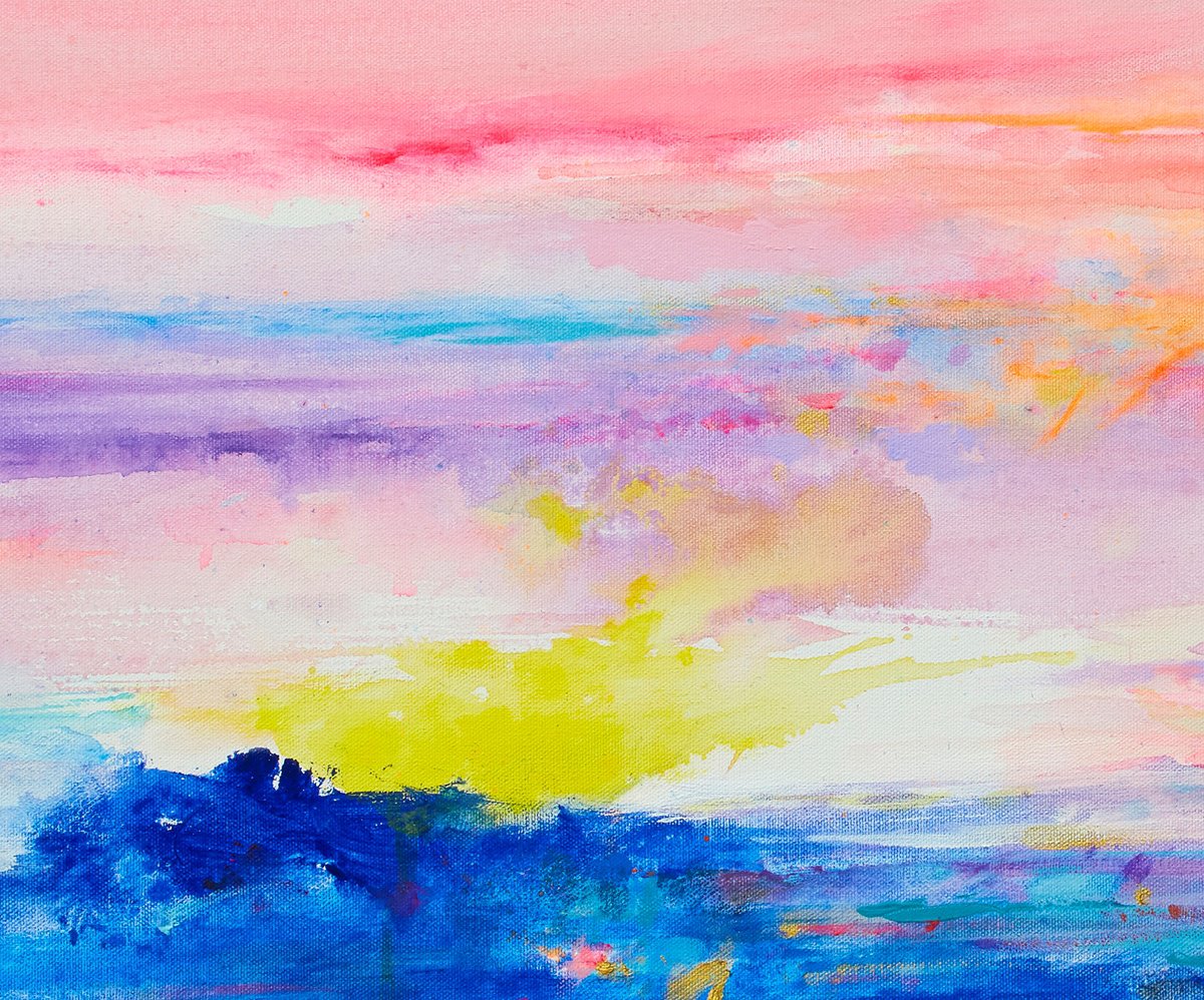 Abstract Landscape Acrylic Painting By Xiaoyang Galas, 31 X 24", Love Forever, Original Artwork