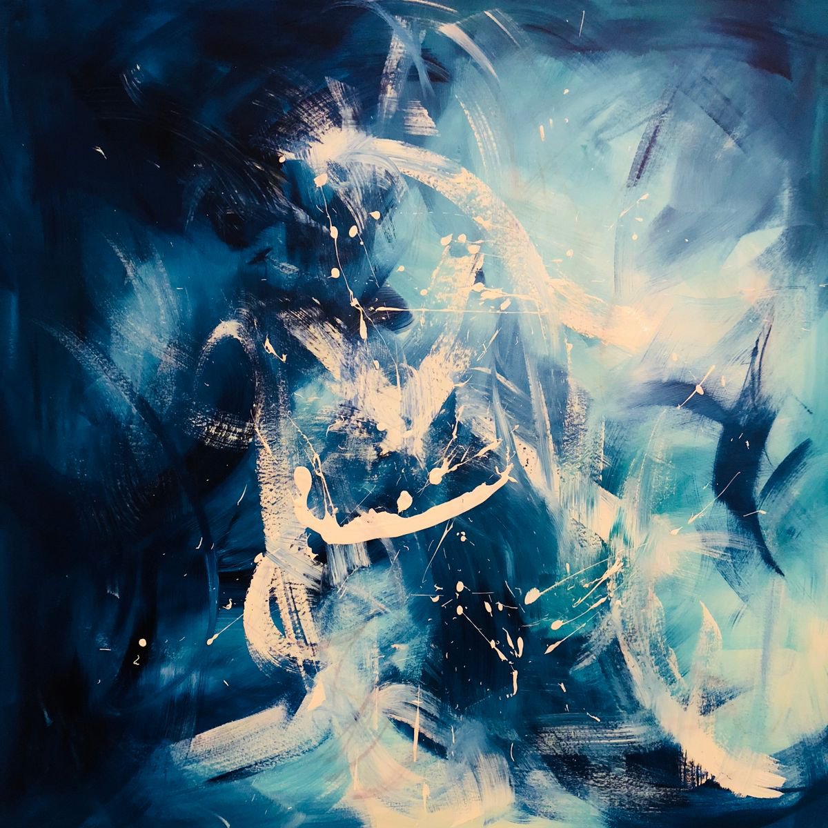 Abstract Landscape Acrylic Painting By Shabs Beigh, 41 X 41", Wave 2, Original Artwork