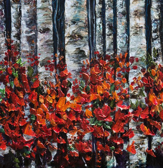 Birch Trees (palette knife) by OLena Art