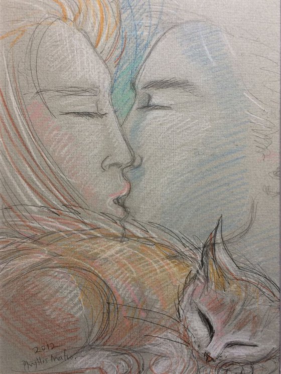 Cat: "Feline fantasy - Lovers Kiss-Cat"