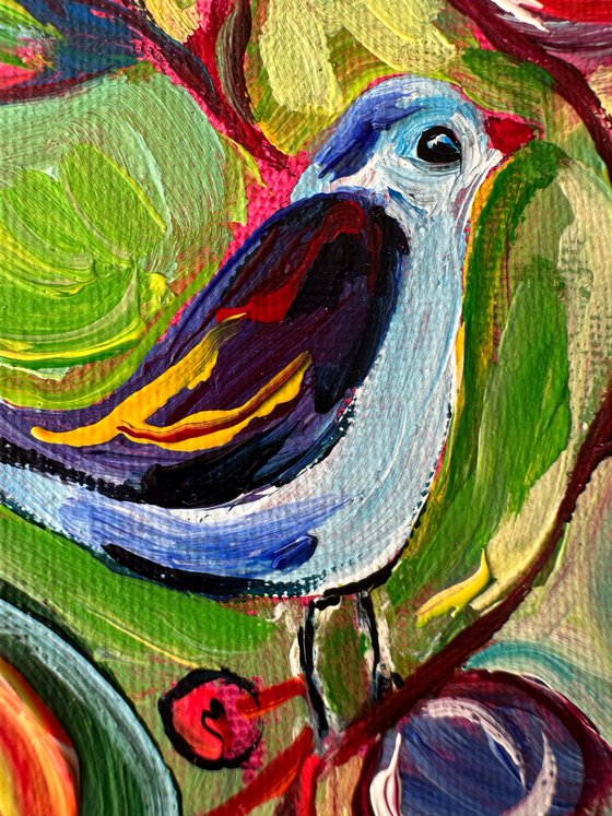 flowers and bird
