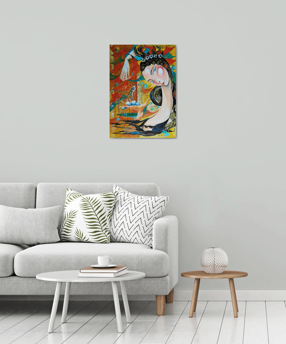 Seahorse in the cage(50x70cm, oil painting, modern art, ready to hang)