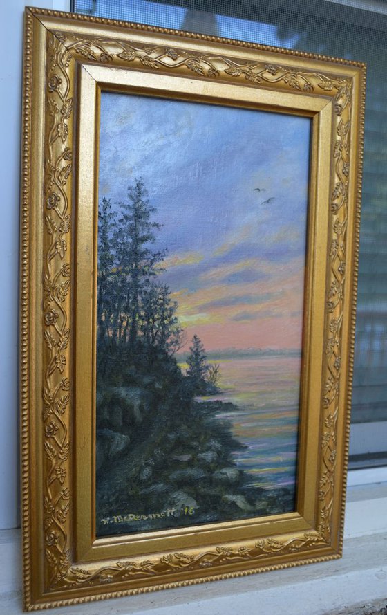 Cliff Walk - 13X7 framed oil