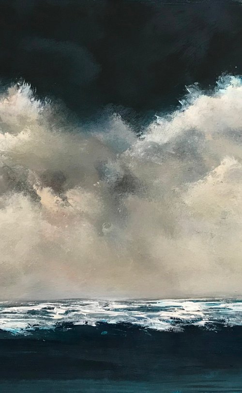 Seascape 'Across The Deep Blue II' On Card by Maxine Anne  Martin