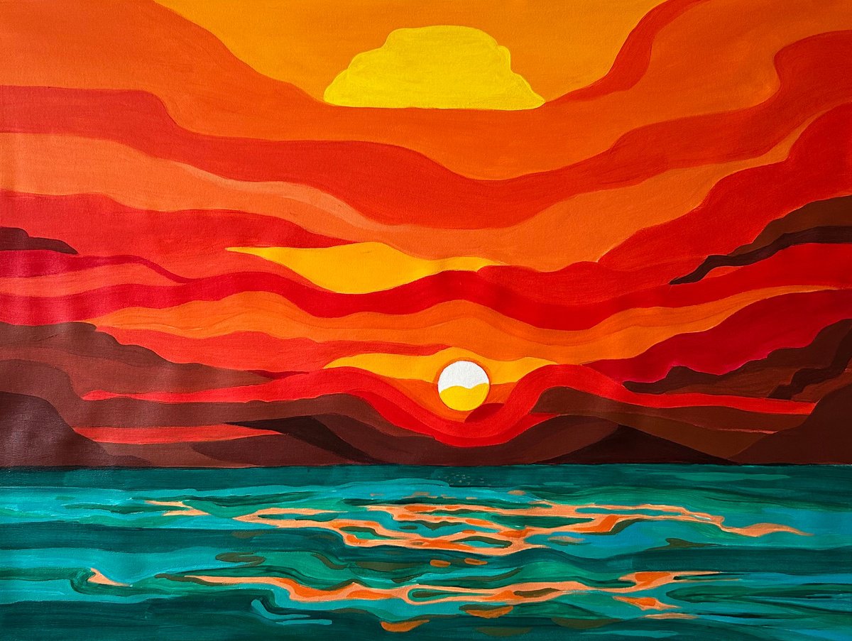 Expressive Landscape Acrylic Painting By Alexandra Dobreikin, 31 X 24, Right To Hope, Original Artwork