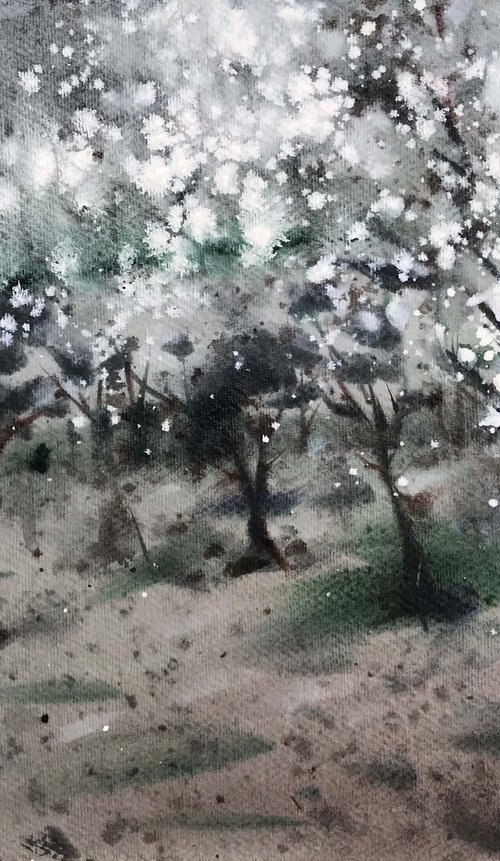 Thousands of cherry blossoms 5. One of a kind, original painting, handmade work, gift, watercolour art. by Galina Poloz