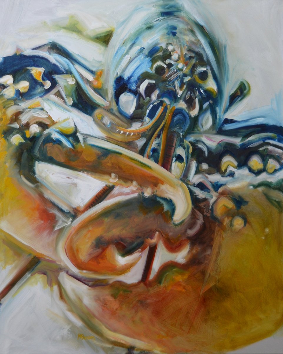 Expressive Animal Oil Painting By Michelle Parsons, 31 X 39", Beyc, Original Artwork