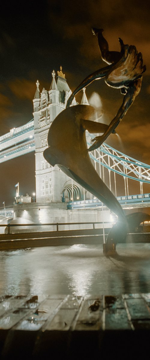 GIRL WITH A DOLPHIN & TOWER BRIDGE LONDON by Robbert Frank Hagens