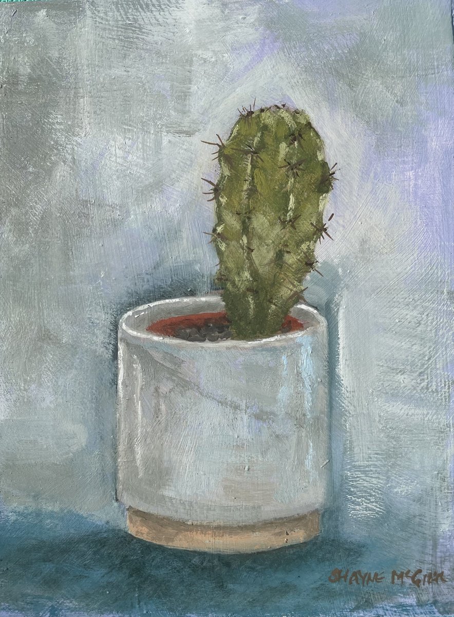 Impressionistic Still Life Oil Painting By Shayne Mcgirr, 8 X 10", Cactus Study, Original Artwork