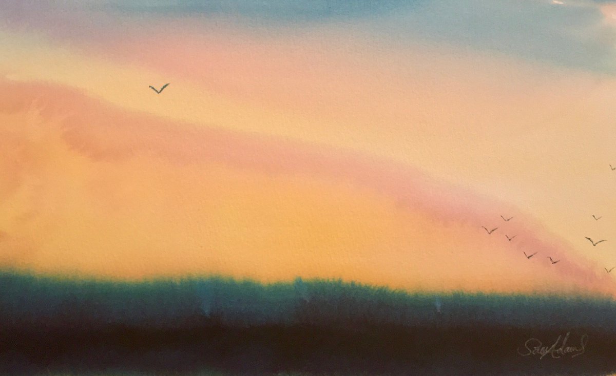 Coming home at dusk by Samantha Adams professional watercolorist