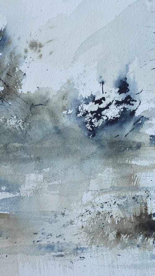 Misty waters - watercolor by Pol Henry Ledent