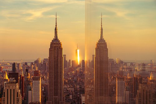 Sunset Manhattan New York : Double Empire State NO 2 (LIMITED EDITION 1/20) 12" X 18" by Laura Fitzpatrick