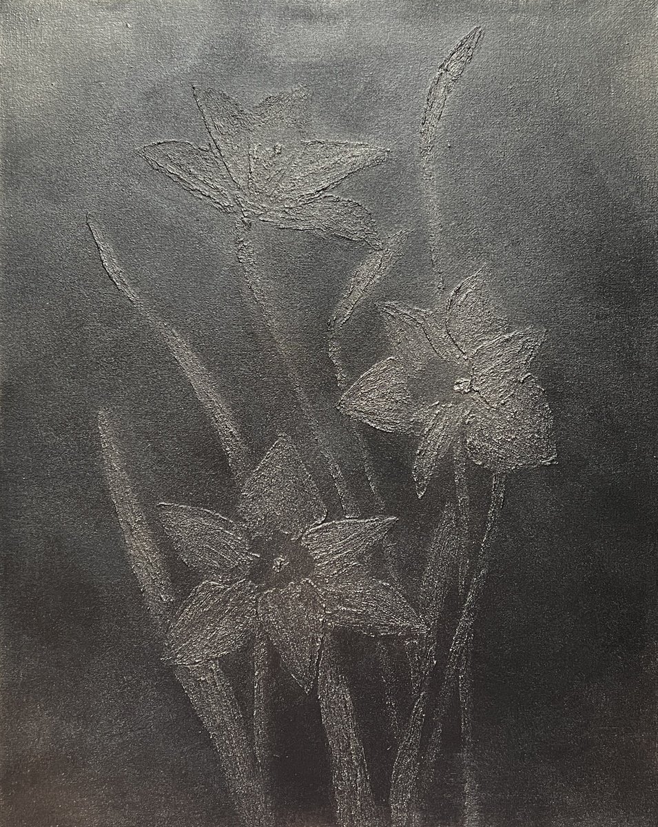 Grey Metallic Daffodils by Iryna Antoniuk