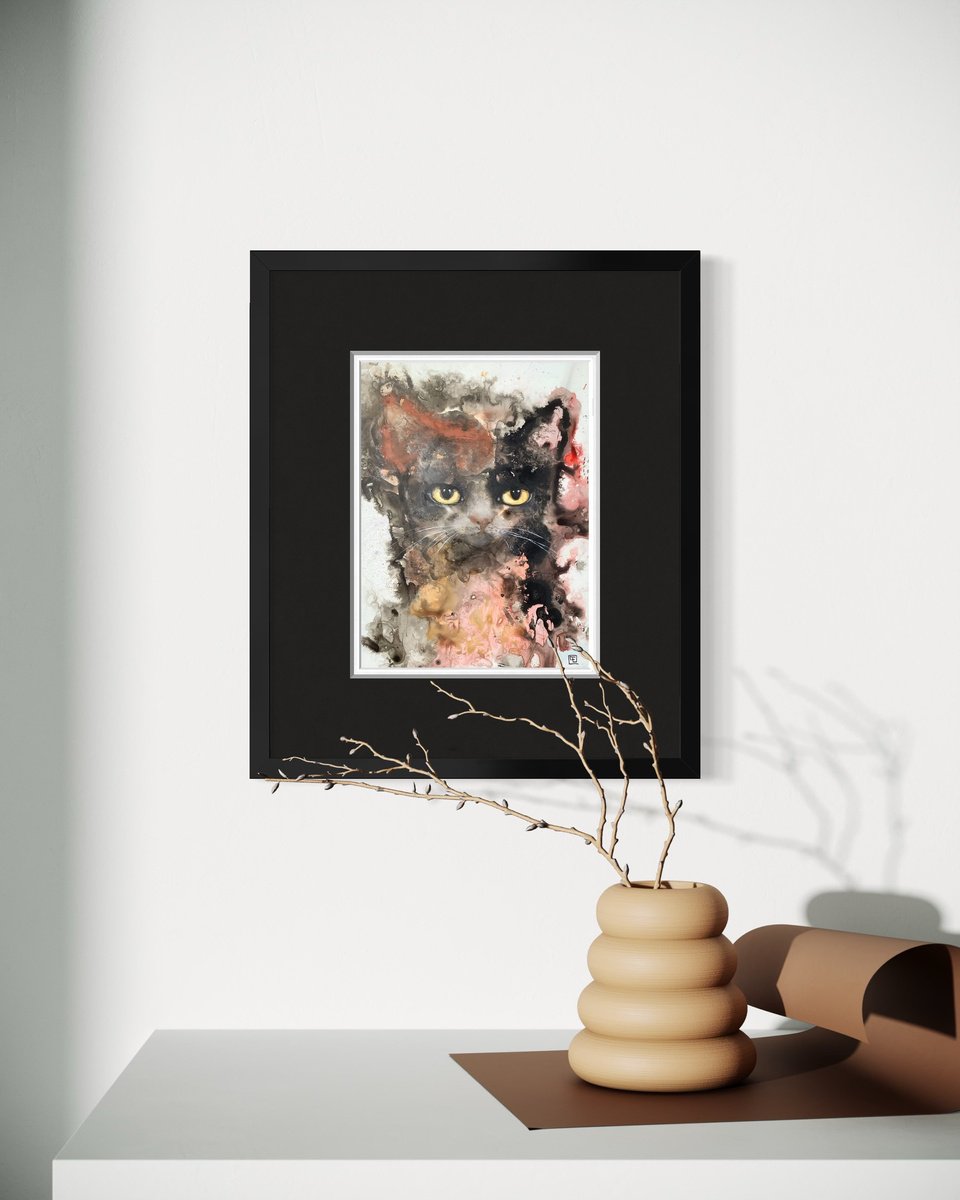 Abstract Kitty By Eva Fialka, 7 X 9, Artwork For Sale On Artfinder