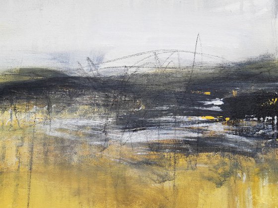 'WAYS AND MARKS' #2 – abstract landscape in grey and earth shades