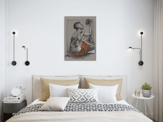 Male Nude, nudity art, bedroom art, nude man drawing