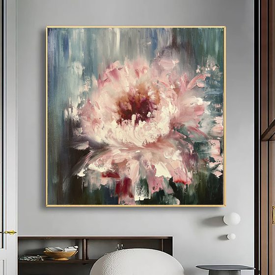 Pink abstract peony. KING OF FLOWERS.