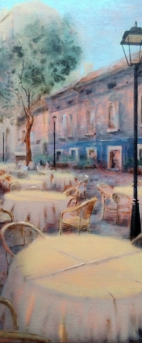 Put zutih stolova Skadarlija by Nenad Kojić watercolorist