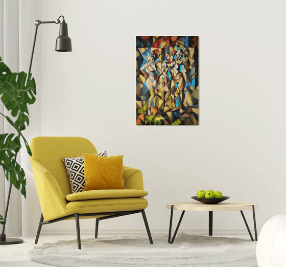 Checkroom(70x100cm, cubism, oil painting, ready to hang)
