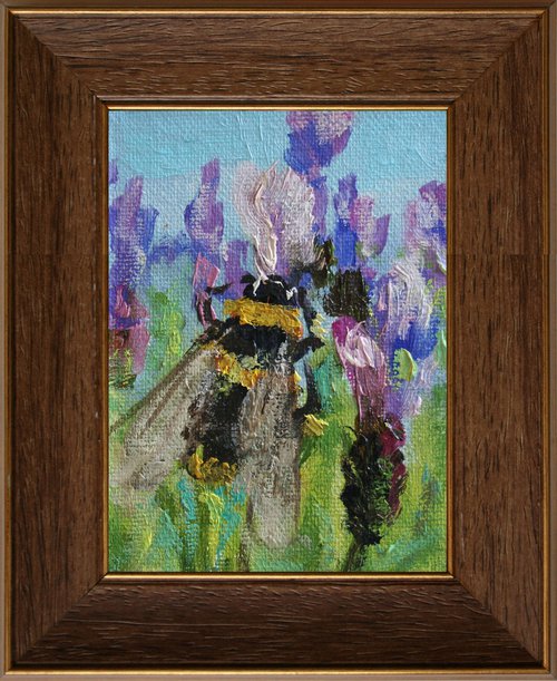 BUMBLEBEE 03... framed / FROM MY SERIES "MINI PICTURE" / ORIGINAL PAINTING by Salana Art Gallery