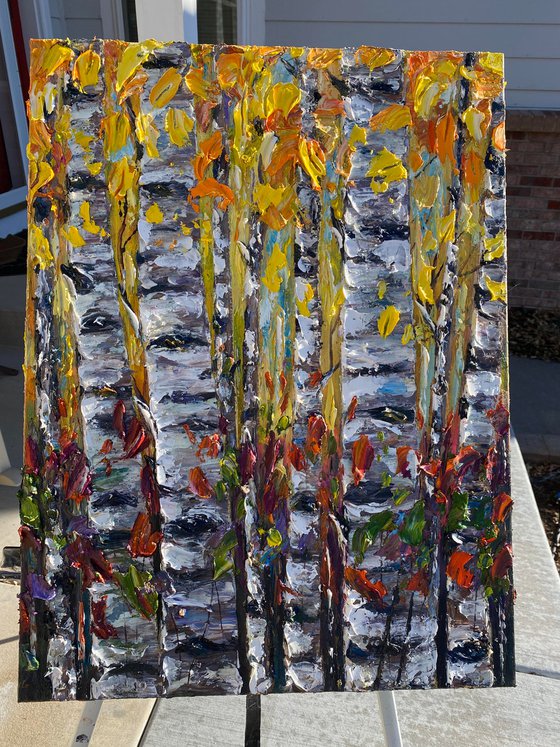 Soul With Aspen Tree Impressionist Impasto Painting