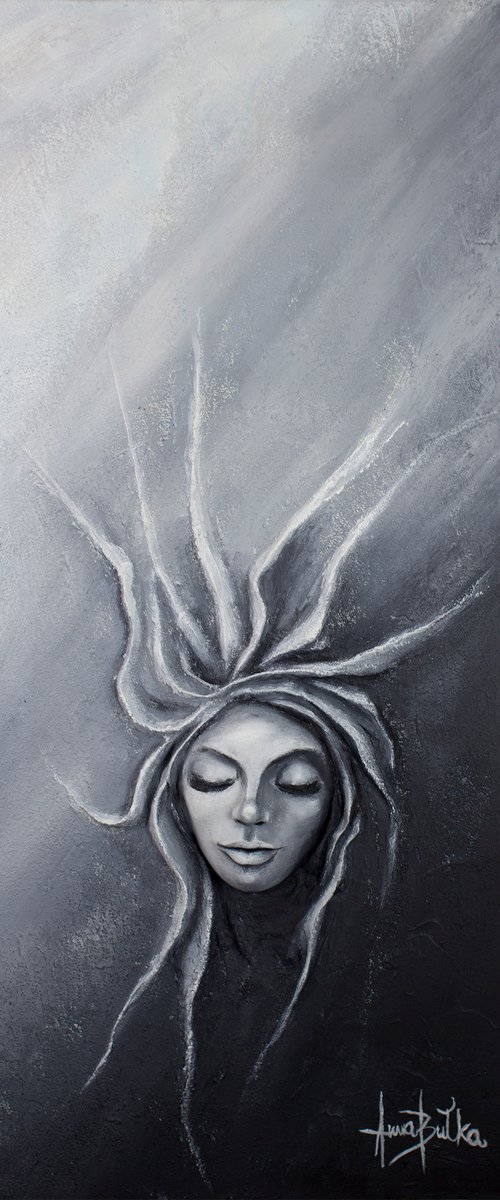 Medusa -3D Portrait Woman Relief on canvas by Anna Marija Bulka