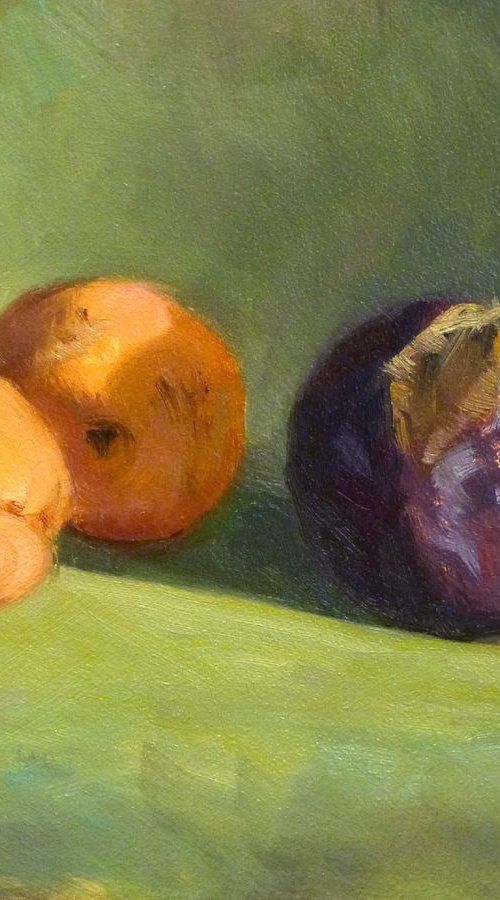 Apricots and a Plum by Pascal Giroud