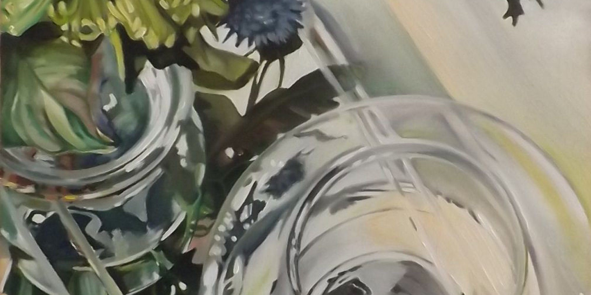 Art of the Day: "Glass Reflections with thistles 1, 2015" by Louisa J  Simpson