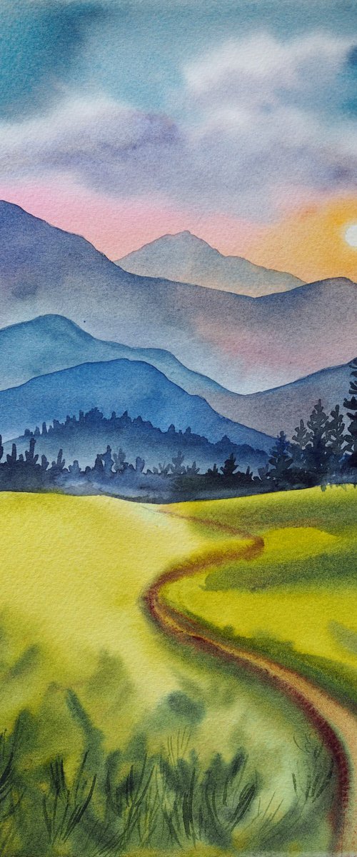 Sunset in the mountains by Delnara El