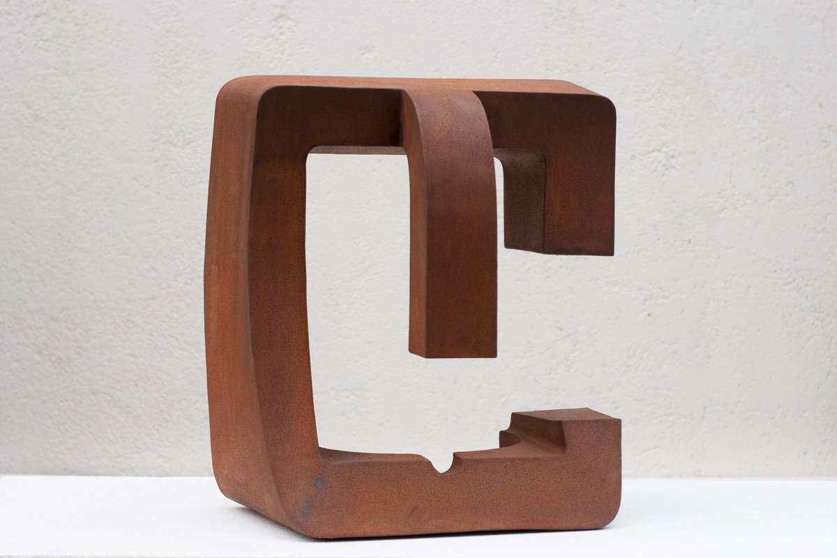 Geometric Portrait Sculpture By Roberto Canduela Luengo, 18 X 19", Head Chillida, Original Artwork