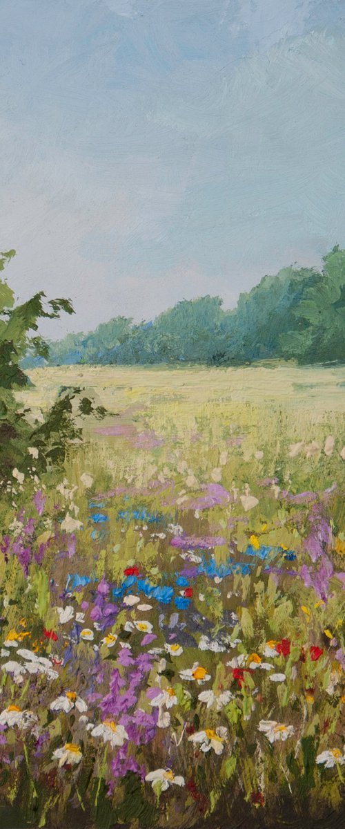 Flower meadow Oil painting by Tetiana Vysochynska