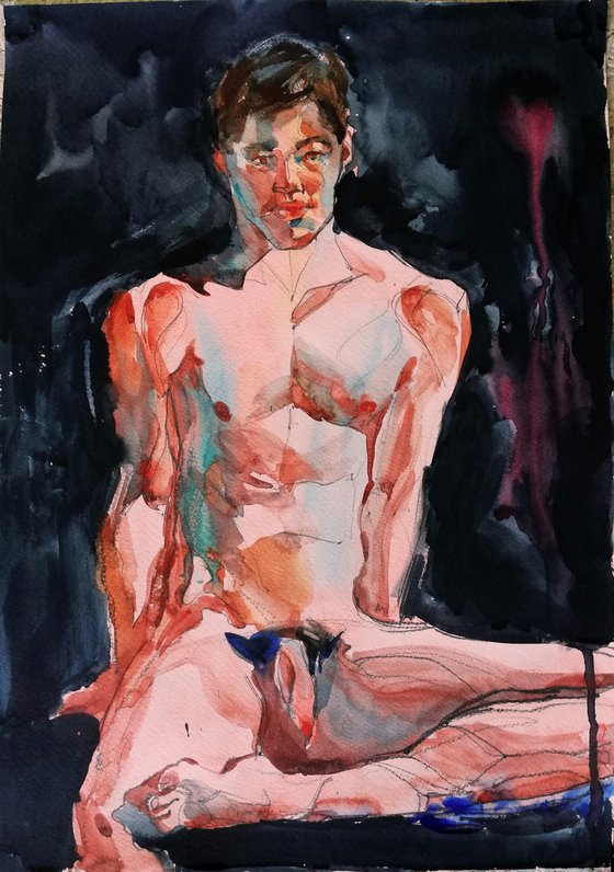 Seated Male Nude