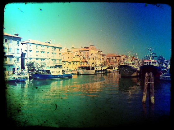 Venice sister town Chioggia in Italy - 60x80x4cm print on canvas 01063m1 READY to HANG