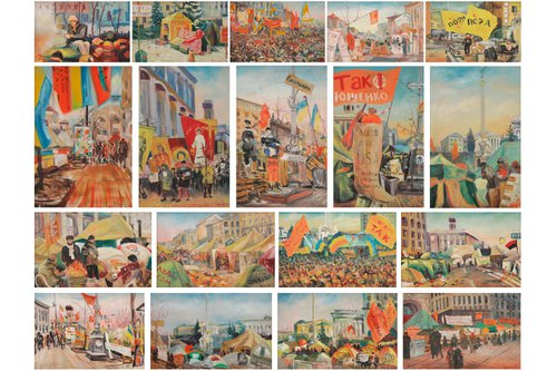 The world only collection of paintings "Orange Revolution (2004–2005)" Ukraine (18 oil paintings) by Ihor Zozulia