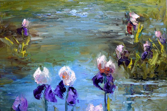 Pond with irises