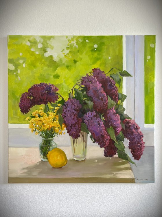 Oil Painting Still life with Lilac