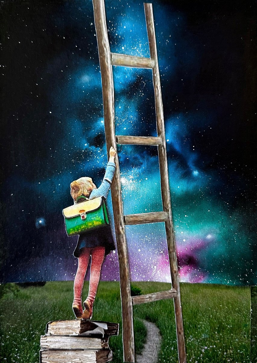 Abstract Collage By Lysergic, 8 X 11", The Search, Original Artwork