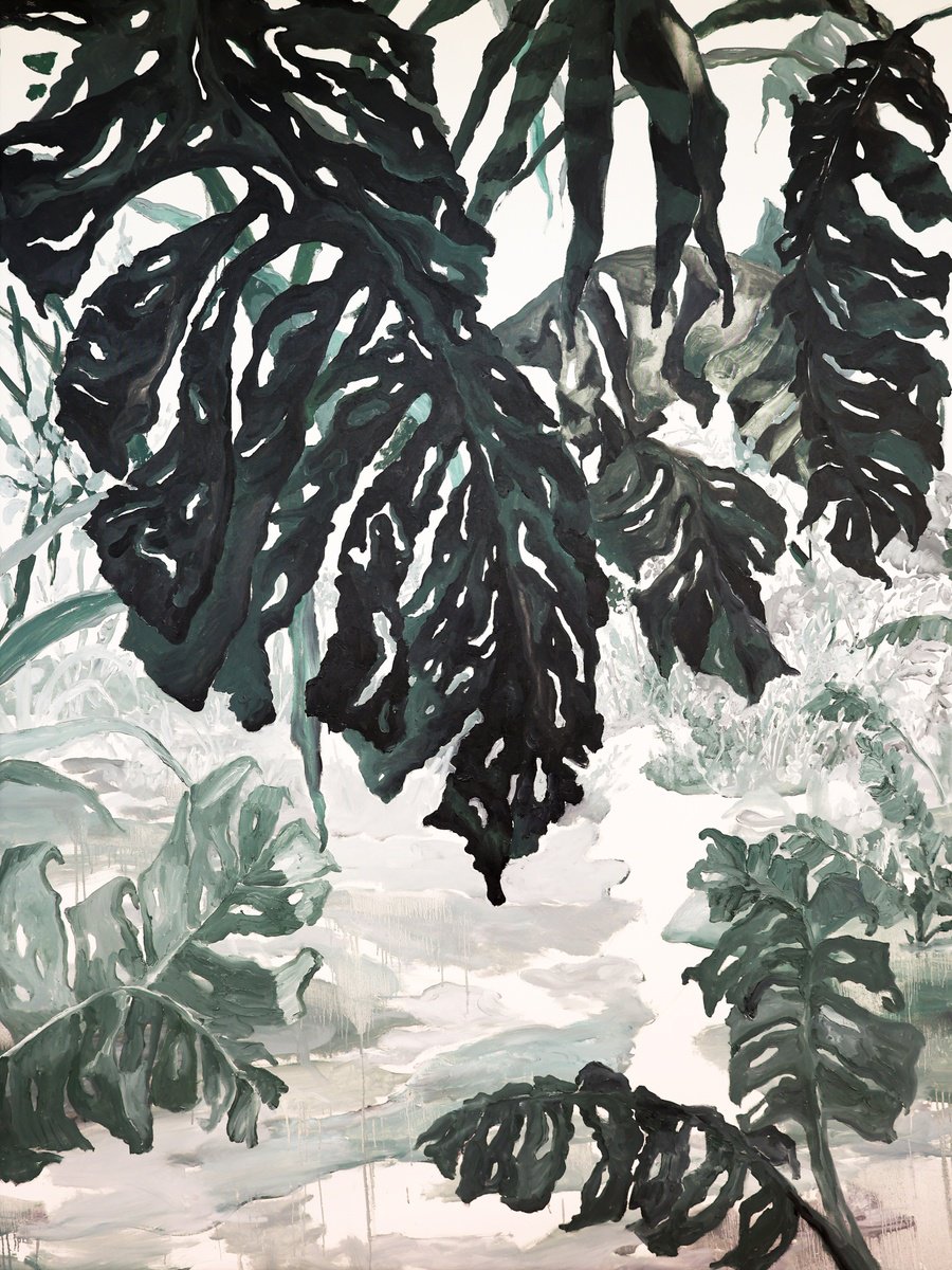 Expressive Landscape Oil Painting By Dominic Virtosu, 59 X 79, Spontaneous Jungle, Original Artwork